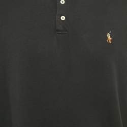 Pre Owned Polo Ralph Lauren Black Logo Embroidered Cotton Polo T-Shirt XXL