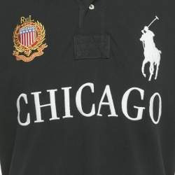 Pre Owned Polo Ralph Lauren Black Embroidered Cotton Polo T-Shirt L