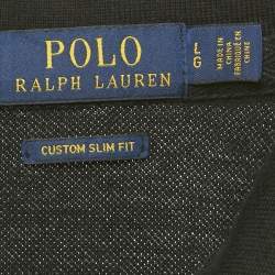 Pre Owned Polo Ralph Lauren Black Embroidered Cotton Polo T-Shirt L