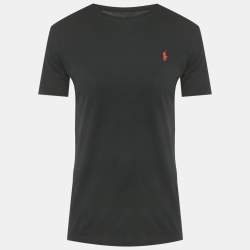 Pre Owned Polo Ralph Lauren Black Logo Embroidered Jersey T-Shirt S