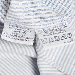 Pre Owned Polo Ralph Lauren White /Blue Striped Cotton Slim Fit Shirt XXL