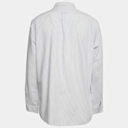 Pre Owned Polo Ralph Lauren White /Blue Striped Cotton Slim Fit Shirt XXL