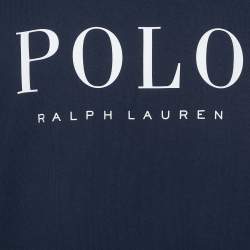 Pre Owned Polo Ralph Lauren Navy Blue Logo Print Cotton Classic Fit T-Shirt XL