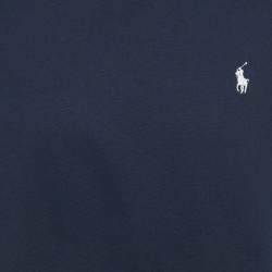 Pre Owned Polo Ralph Lauren Navy Blue Logo Print Cotton Classic Fit T-Shirt XL