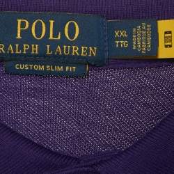 Pre Owned Polo Ralph Lauren Purple Logo Embroidered Cotton Polo T-Shirt XXL