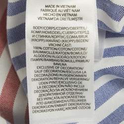 Pre Owned Polo Ralph Lauren Blue /Red Striped Logo Embroidered Cotton Shirt XL