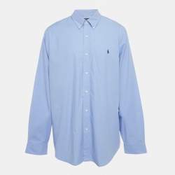 Pre Owned Polo Ralph Lauren Blue Logo Embroidered Cotton Shirt XXL
