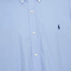 Pre Owned Polo Ralph Lauren Blue Logo Embroidered Cotton Shirt XXL