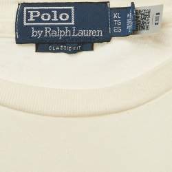 مملوكة مسبقًا Polo Ralph Lauren Cream Print Cotton Crew Neck T-Shirt XL