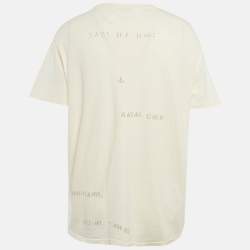 مملوكة مسبقًا Polo Ralph Lauren Cream Print Cotton Crew Neck T-Shirt XL