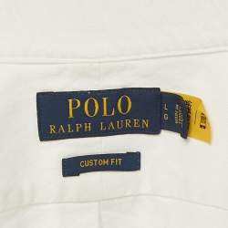 Pre Owned Polo Ralph Lauren White Cotton Custom Fit Shirt L