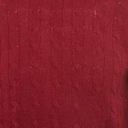 مملوكة مسبقًا سويتر بولو رالف لورين مضلع برقبة عالية خمري مقاس صغير جداً - إكس سمول