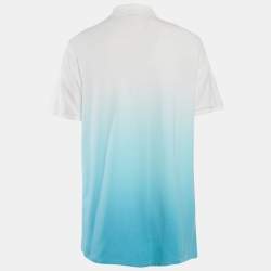 مملوكة مسبقًا Polo Ralph Lauren Blue Ombre Pique Polo T-Shirt L