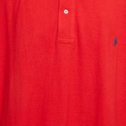 مملوكة مسبقًا تي شيرت بولو رالف لورين قطن أحمر محبوك مقاس 5 إكس لارج