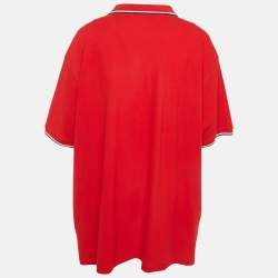 مملوكة مسبقًا تي شيرت بولو رالف لورين قطن أحمر محبوك مقاس 5 إكس لارج