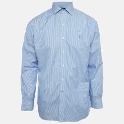 مملوكة مسبقًا Polo Ralph Lauren Blue Striped Cotton Slim Fit Shirt L