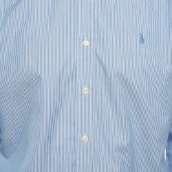 مملوكة مسبقًا Polo Ralph Lauren Blue Striped Cotton Slim Fit Shirt L