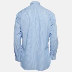 مملوكة مسبقًا Polo Ralph Lauren Blue Striped Cotton Slim Fit Shirt L