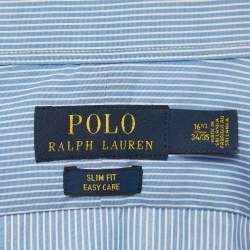مملوكة مسبقًا Polo Ralph Lauren Blue Striped Cotton Slim Fit Shirt L