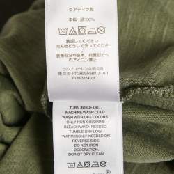 مملوكة مسبقًا تي شيرت بولو رالف لورين قطن محبوك بطباعة شعار زيتي مقاس وسط