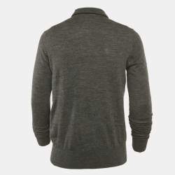 Pre Owned بلوفر بولو رالف لورين تريكوت صوفي رمادي برقبة عالية مقاس كبير - لارج