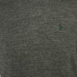 Pre Owned بلوفر بولو رالف لورين تريكوت صوفي رمادي برقبة عالية مقاس كبير - لارج