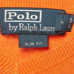 مملوكة مسبقًا بلوفر بولو رالف لورين تريكو برتقالي برقبة على شكل V مقاس متوسط - ميديم