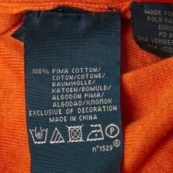 مملوكة مسبقًا بلوفر بولو رالف لورين تريكو برتقالي برقبة على شكل V مقاس متوسط - ميديم