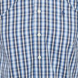 Pre Owned Polo Ralph Lauren Blue Checks Cotton Short Sleeve Shirt M