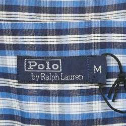 Pre Owned Polo Ralph Lauren Blue Checks Cotton Short Sleeve Shirt M
