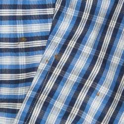 Pre Owned Polo Ralph Lauren Blue Checks Cotton Short Sleeve Shirt M
