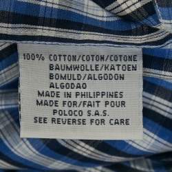Pre Owned Polo Ralph Lauren Blue Checks Cotton Short Sleeve Shirt M