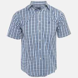 Pre Owned Polo Ralph Lauren Blue Checks Cotton Short Sleeve Shirt M