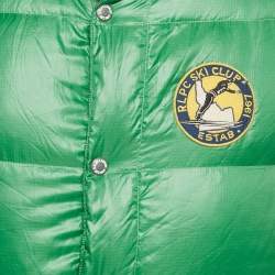 مملوكة مسبقًا سترة بولو رالف لورين مبطنة بتفاصيل تطريز من النايلون الأخضر مقاس متوسط