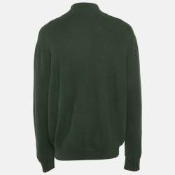 مملوكة مسبقًا سترة بولو رالف لورين قطنية خضراء بحياكة وسحاب نصف أمامي مقاس كبير جدًا - إكس إكس لارج