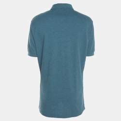 Pre Owned Polo Ralph Lauren Blue Jersey Logo Applique Classic Fit Polo T-Shirt L