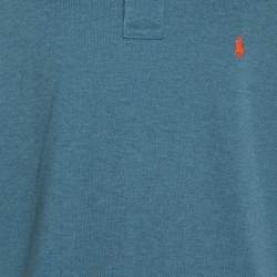 Pre Owned Polo Ralph Lauren Blue Jersey Logo Applique Classic Fit Polo T-Shirt L