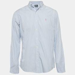مملوكة مسبقًا Polo Ralph Lauren Blue Striped Cotton Long Sleeve Shirt M