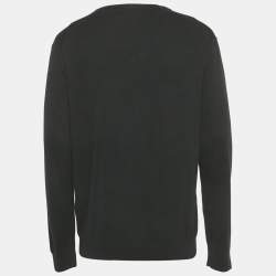 Pre Owned Polo Ralph Lauren Black Logo Embroidered Cotton V-Neck Sweater L