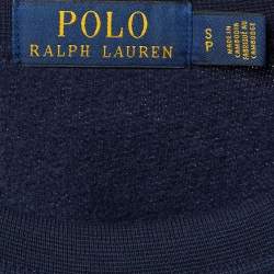 مملوكة مسبقًا Polo Ralph Lauren Navy Blue Jersey Polo Embroidered Sweatshirt S 
