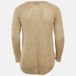 Pre Owned Polo Ralph Lauren Beige Linen Crochet Sheer Sweater S