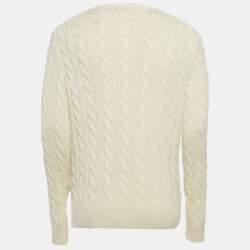مملوكة مسبقًا Polo Ralph Lauren Cream Cable-Knit Jumper M