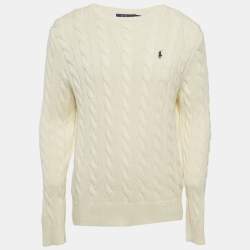 مملوكة مسبقًا Polo Ralph Lauren Cream Cable-Knit Jumper M