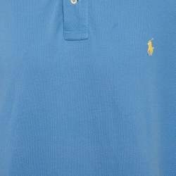 Pre Owned Polo Ralph Lauren Blue Cotton Pique Polo T-Shirt XL