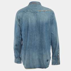 Pre Owned Polo Ralph Lauren Blue Embroidered Denim Shirt L