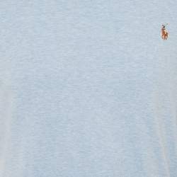 Pre Owned Polo Ralph Lauren Blue Logo Embroidered Jersey T-Shirt L
