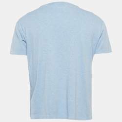 Pre Owned Polo Ralph Lauren Blue Logo Embroidered Jersey T-Shirt L