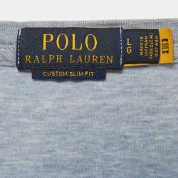 Pre Owned Polo Ralph Lauren Blue Logo Embroidered Jersey T-Shirt L