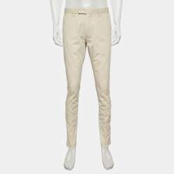 Pre Owned بنطلون بولو رالف لورين جبردين بيج مطاط قصّة ضيّقة مقاس كبير