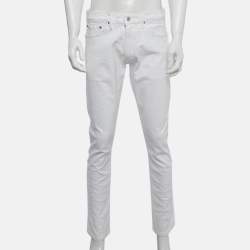 Pre Owned Polo Ralph Lauren White Denim Sullivan Slim Jeans L/ Waist 33"